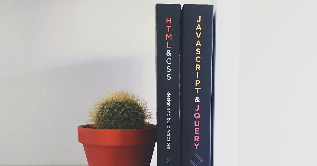 Web design books next to a small cactus